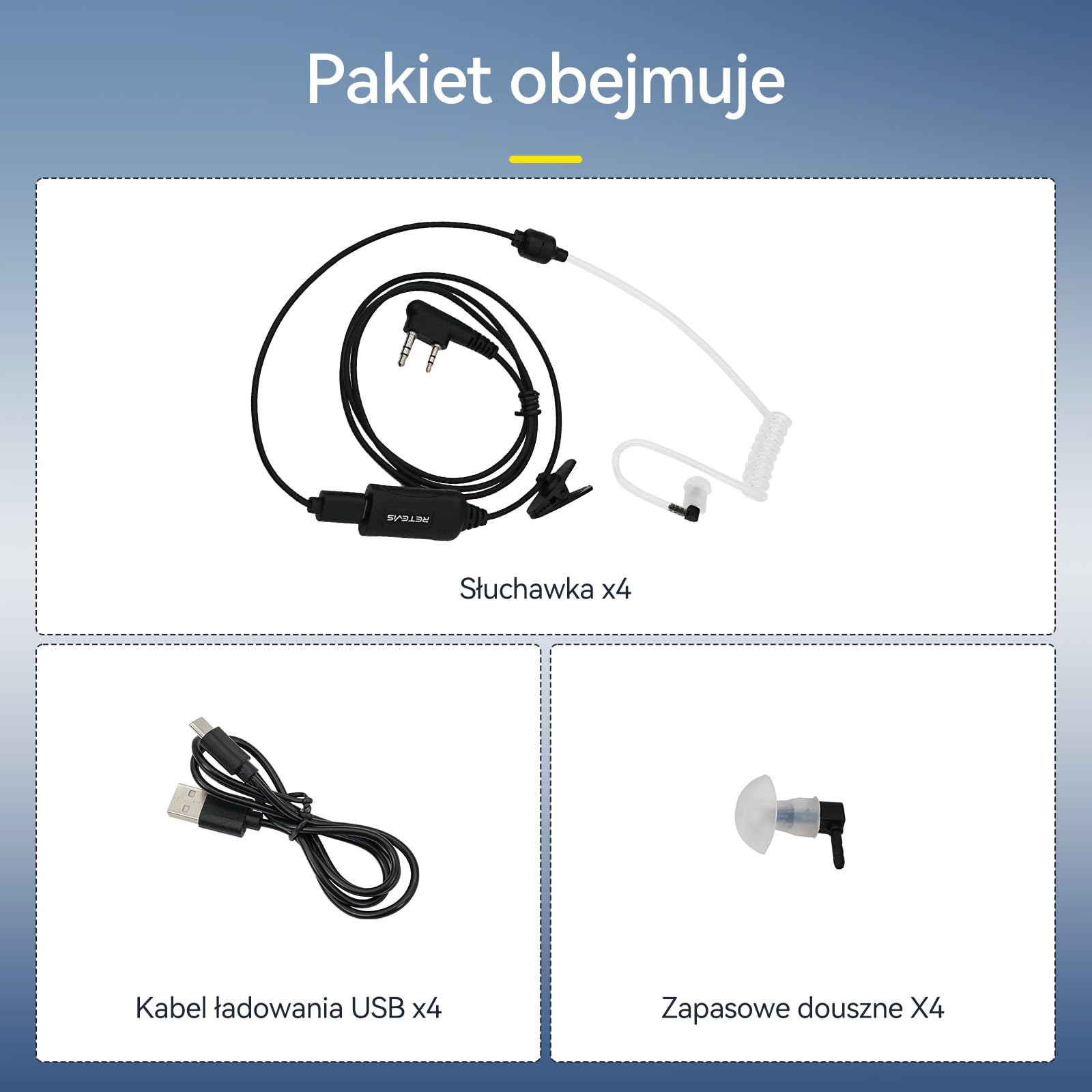 Retevis AI Aktywna redukcja hałasu Walkie Talkie Słuchawka, Radiowy Zestaw Słuchawkowy, Zestaw Słuchawkowy z Ukrytą Rurką Akustyczną Kompatybilny z Radiem Retevis RT24 RT27 RT618
