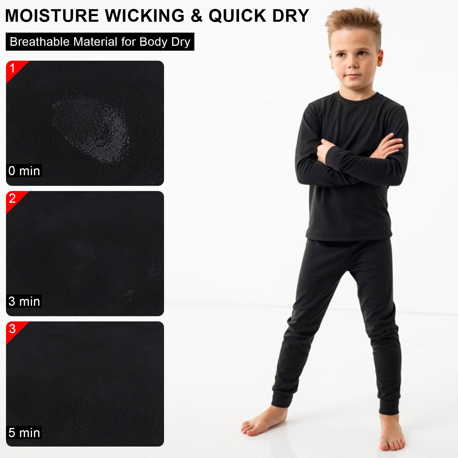 Conjunto de capa base térmica para niños, forro de fieltro cálido para niñas y niños, conjunto de ropa interior térmica para esquí, ciclismo y correr, fútbol