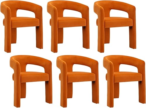 Miniatura 34 de Modern Barrel - Juego de 8 sillas de comedor tapizadas de terciopelo con brazos, cómodas sillas de tocador de maquillaje, sillas de comedor, sala de