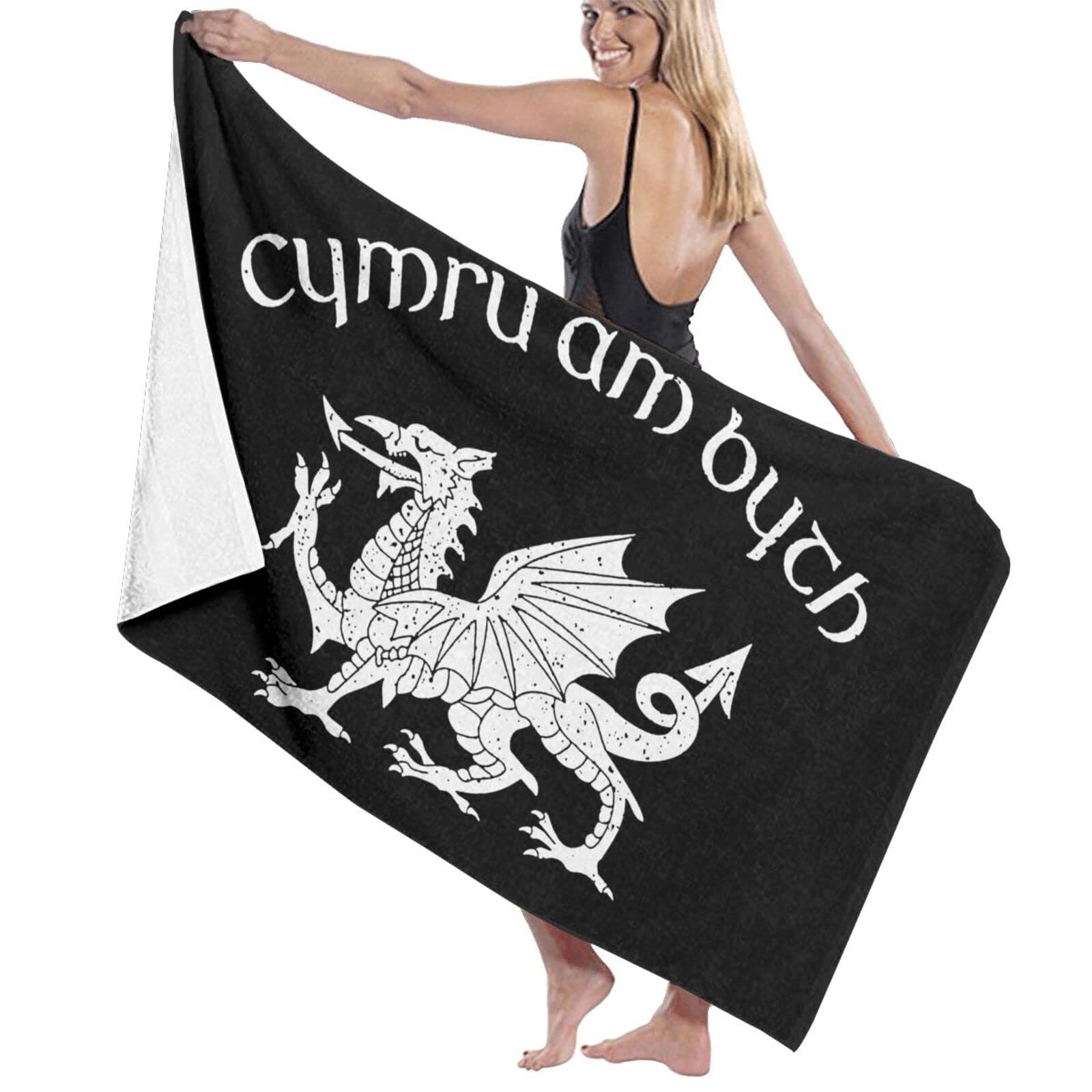 Beach Towel Welsh-Flag-Red-Dragon-Cymru-Am-Byth Sand Free Quick Dry Bathroom Towels Durable Face Towels For Hotel Bath Swim 80X130Cm