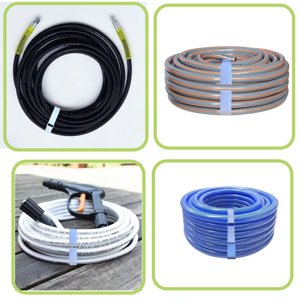 Correas de nailon blancas de 39 pies, rollo de gancho y bucle de 1 pulgada de ancho con 50 hebillas de metal, cables de gestión largos ajustables, bridas organizadas