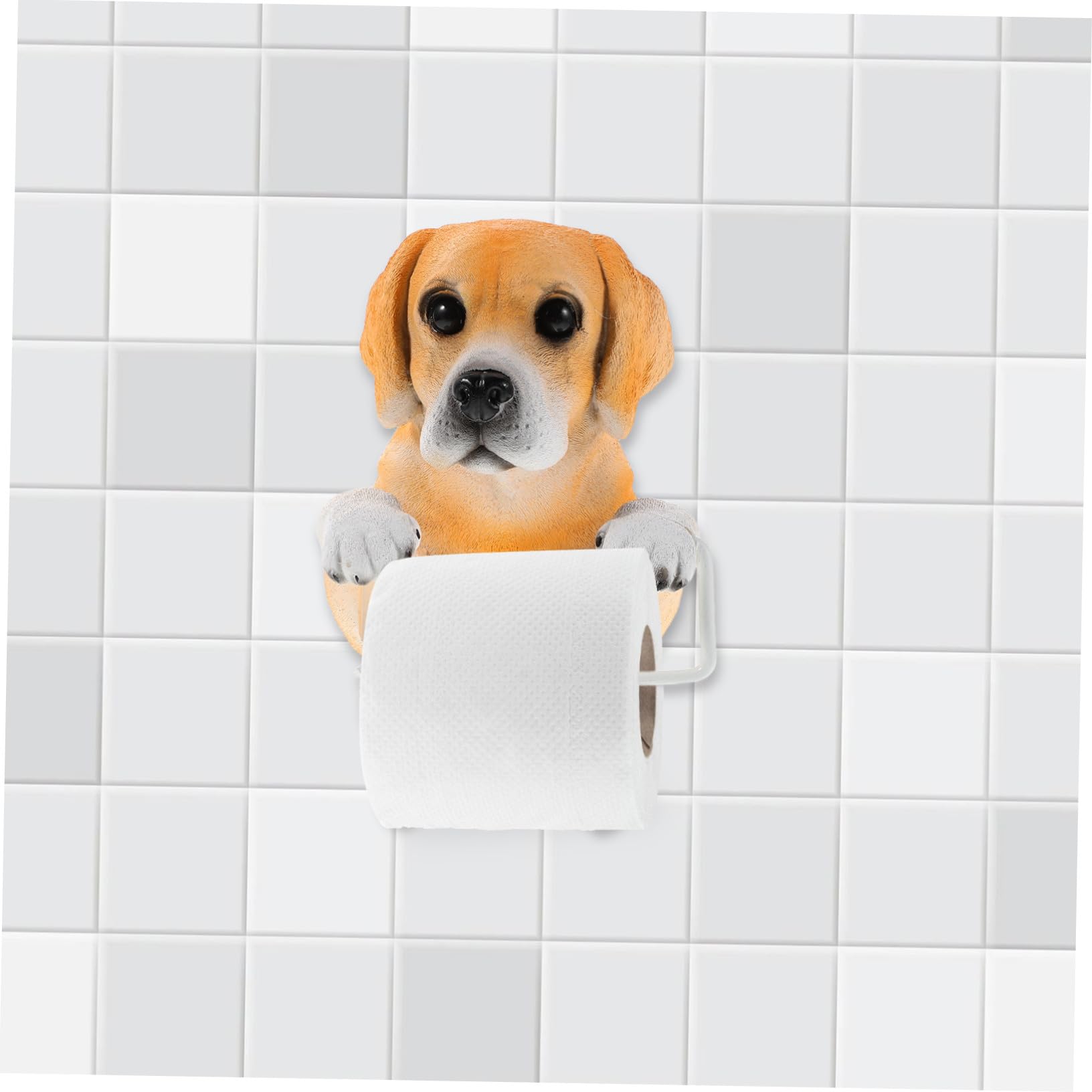 Portarrollos Naranja Forma de Perro de Resina de Papel Higiénico
