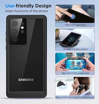 Lanenas Samsung Galaxy S22 Ultra Case, Samsung S22 Ultra Waterproof Case with Built-in Screen Protector, 6.8inch 360Full Body Heavy Duty Dustproof Shockproof Case Cover for Samsung Galaxy S22 Ultra