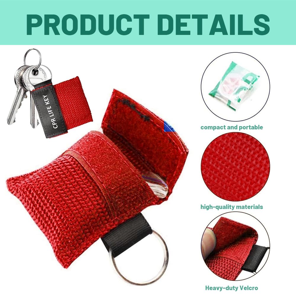 Pocket Mask 10 Pezzi Rosso Lunghezza 5Cm Larghezza 5.5Cm Mascherina Respirazione Primo Soccorso Bocca A Bocca
