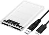 NTQinParts 2.5" SATA USB 3.0 Clear Hard Drive Disk HDD SSD Enclosure External Laptop Case for Samsung 870 EVO SATA III SSD 2.5” Internal Solid State Drive 250GB 500GB 1TB 2TB 4TB