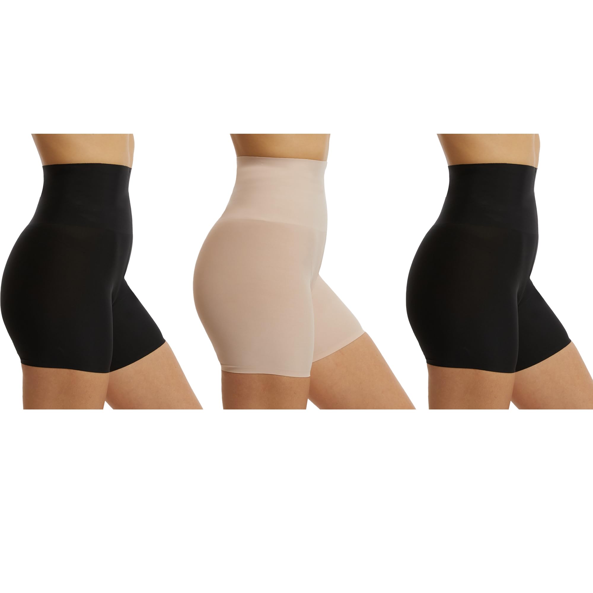SkinnygirlWomen's High Waist Tummy and Thigh Shapewear Shorts, 3-Pack