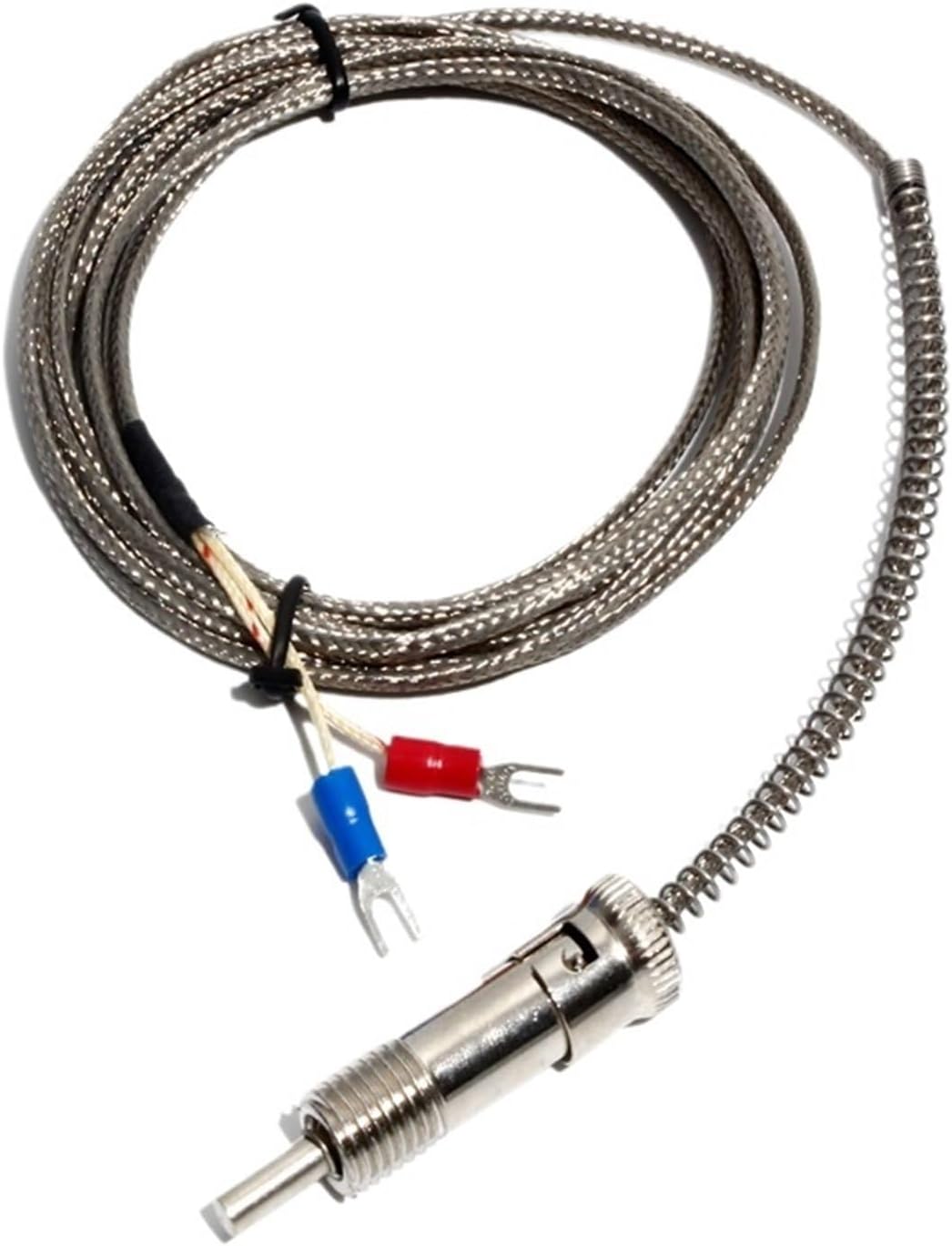 Stainless Steel Thermocouple, K/J/E Type, Bayonet Spring Sensor, 1-5m Cable(K,2M)