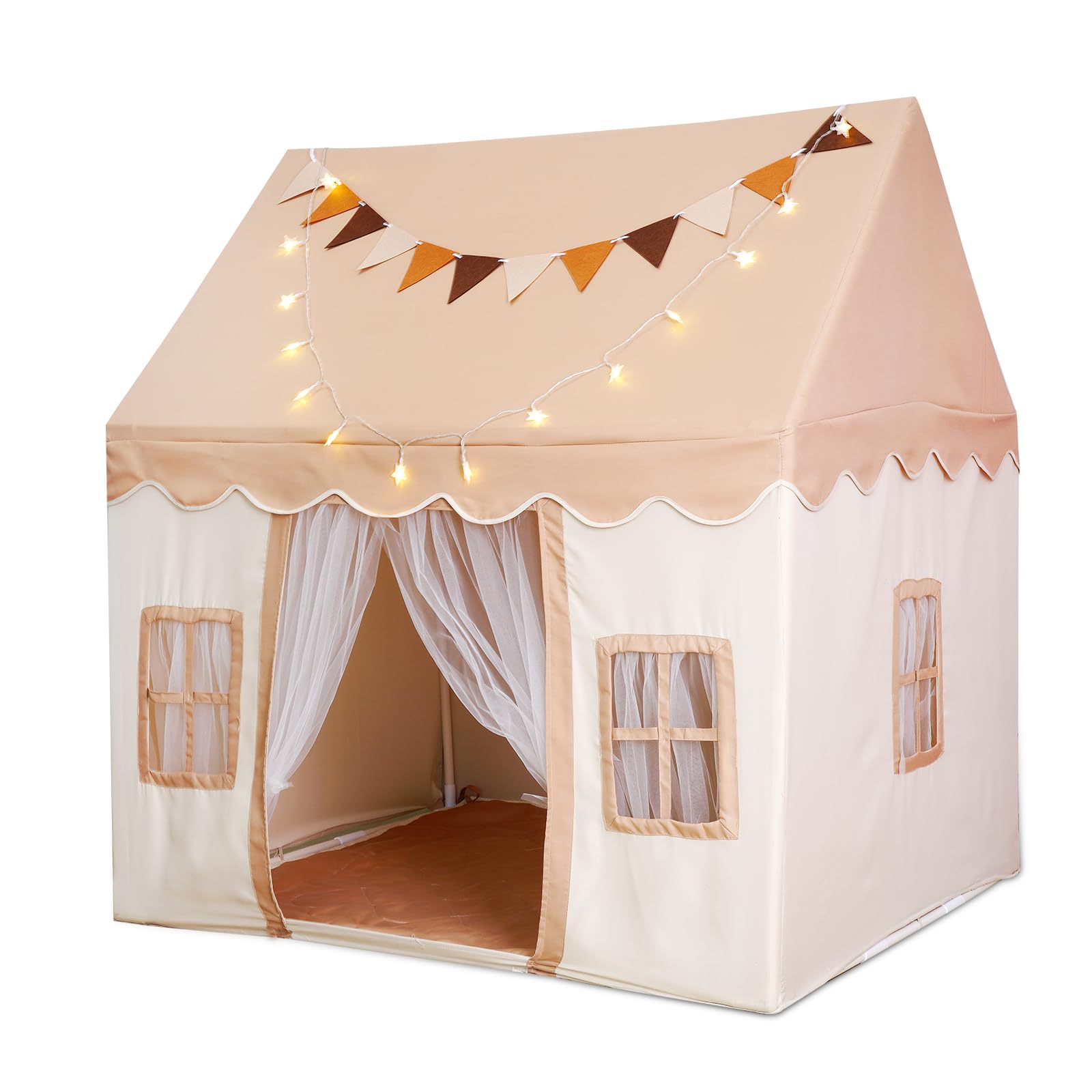 Tente Chambre Enfant Tente Tipi Enfants Besrey - Avec Tapis Et Lumières - Tipi Jeu Intérieur/Extérieur - Cadeau Tipi Avec éclairage Tapis