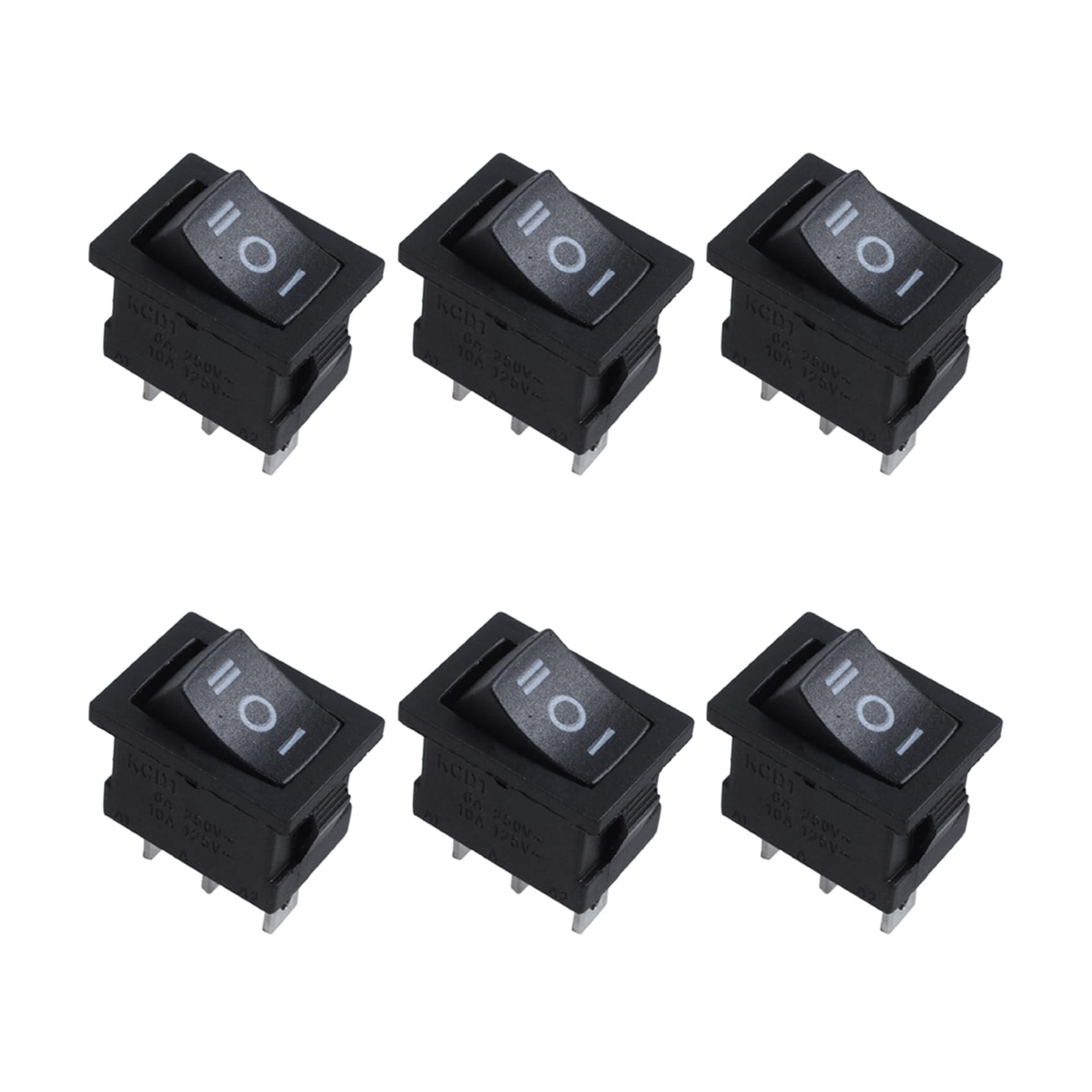 Jnchdghwa As Shown 6X Spdt -On 3 Position Snap In Boat Rocker Switch Ac 250V/6A 125V/10A