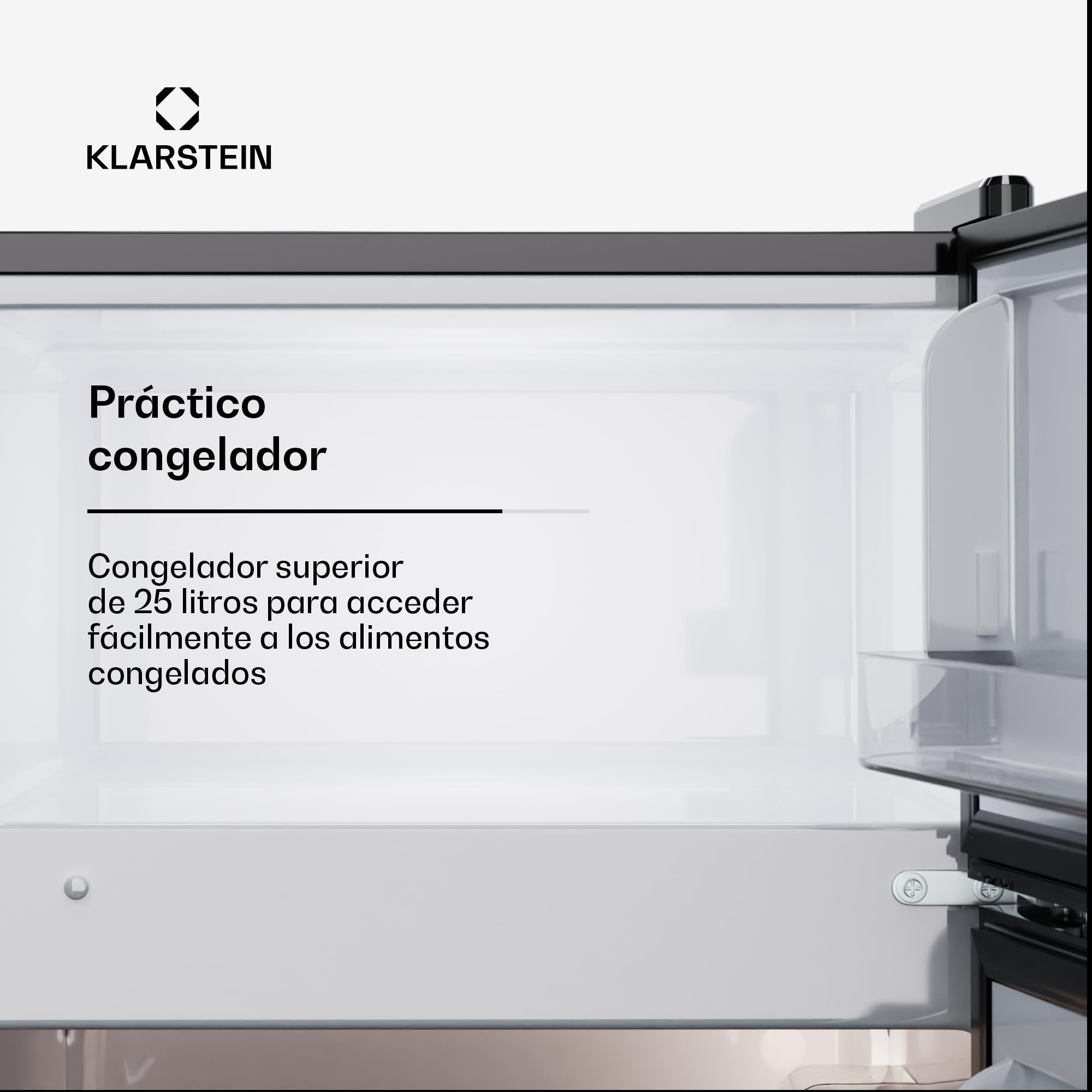 KLARSTEIN Big Daddy Cool – Combinación Nevera-Congelador, Neveras silenciosas de 86L de capacidad, Eficiencia energética clase E, Frigorífico de 61L, Congelador de 25L