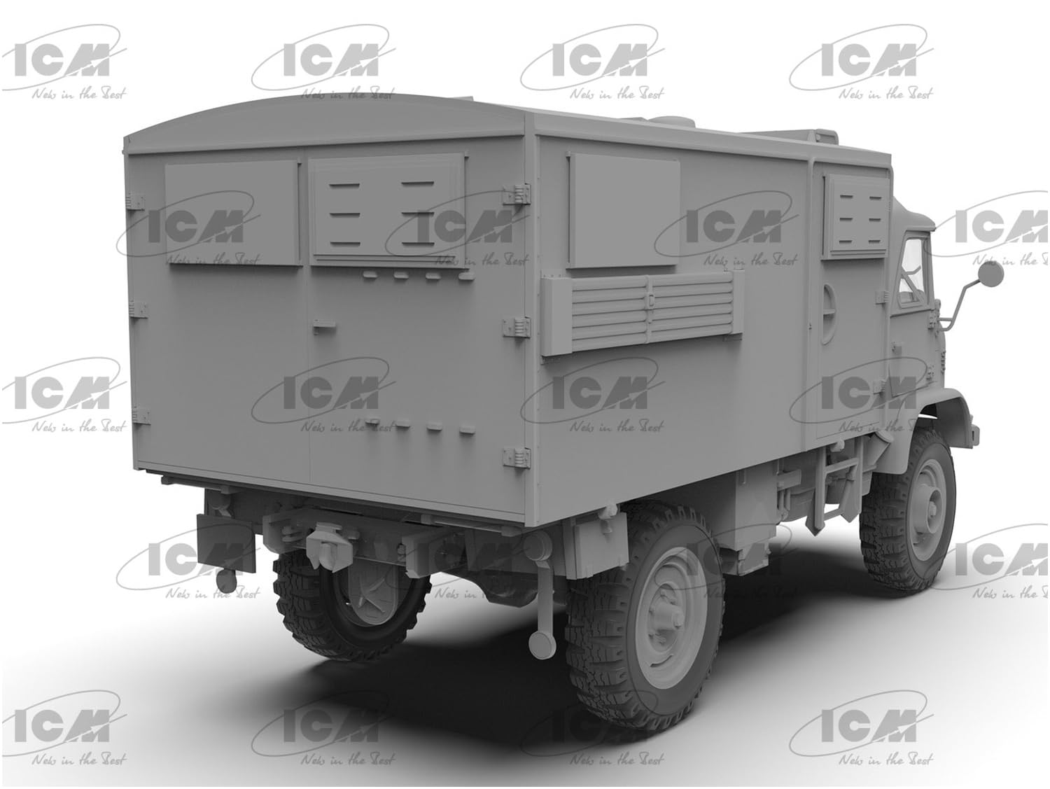 ICM ICM35136 1:35-Unimog S 404 w/Box Body, Bundeswehr LKW Maßstab Modellbausatz