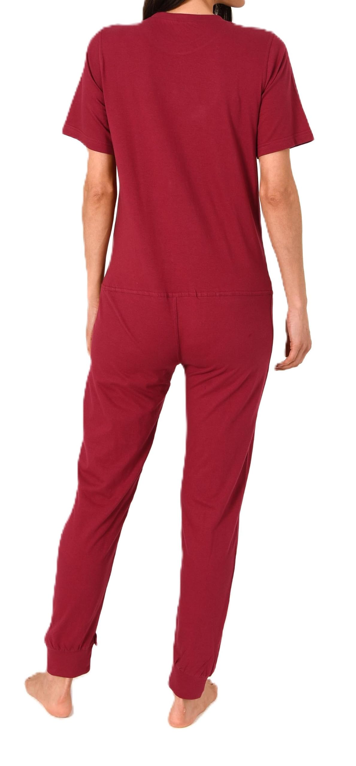 Normann Care Damen Pflegeoverall Kurzarm Schlafanzug mit Langen Bein und Reißverschluss am Bein