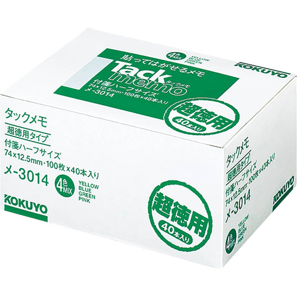 B?cher 40 4-Farben-Mix-Men? -3.014 100 Blatt Kokuyo Tack Haftnotiz Typ 74 12,5 mm Wirtschaft Pack (Japan-Import)