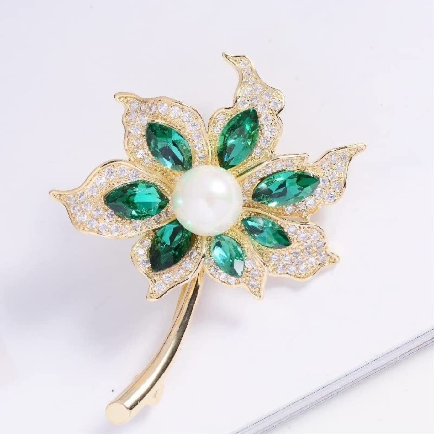 Broche Pin Elegante Broche De Hoja Cristal Imitación para Hombres Y Mujeres, Accesorios, Decoraciones Tela Mujer