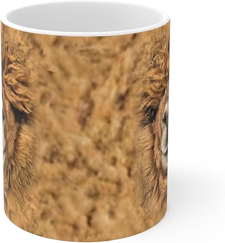 Miniatura 2 de Lovesout Funny Gifts Fawn Alpaca Taza de café de cara grande, taza de cerámica blanca de 11 onzas