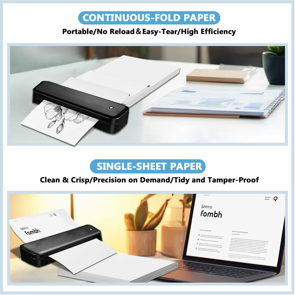 200 hojas de papel para impresora térmica, 21,6 x 28 cm, color blanco, letra estadounidense para impresora térmica, compatible con papel portátil A285M/PD-A4/M08F-Letter/A80/D810