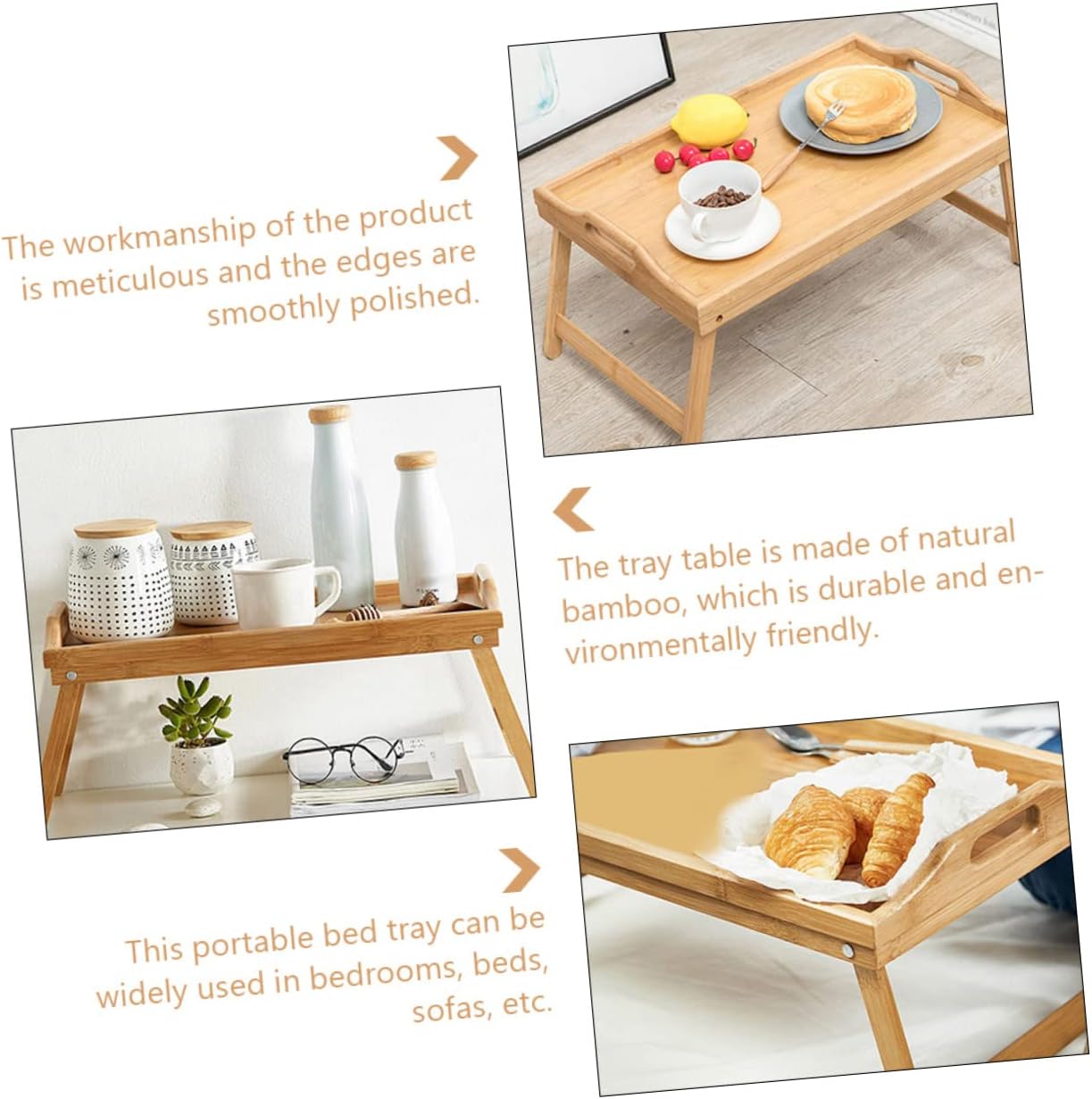 Foldable Bed Laptop Desk with Legs Portable Serving Tray for Breakfast Snacks Work for Sofa Bed and Spaces