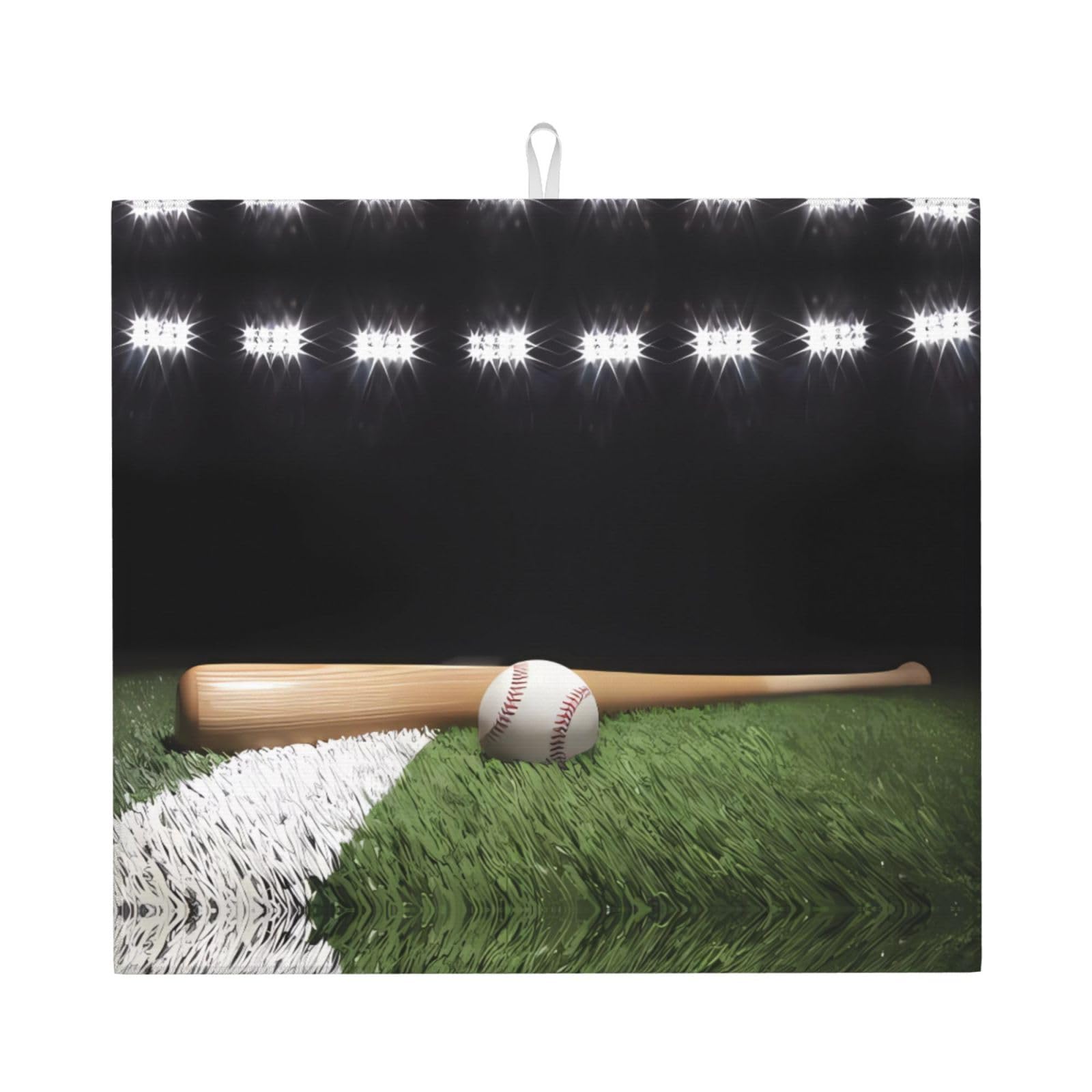 HJFCZH Baseball Sports Field Prints Kitchen Drying Mat – Absorbent Microfiber Throw for Dishes, Non-Slip Counter Cover, Quick-Drying Layer with Fade-Resistant Print