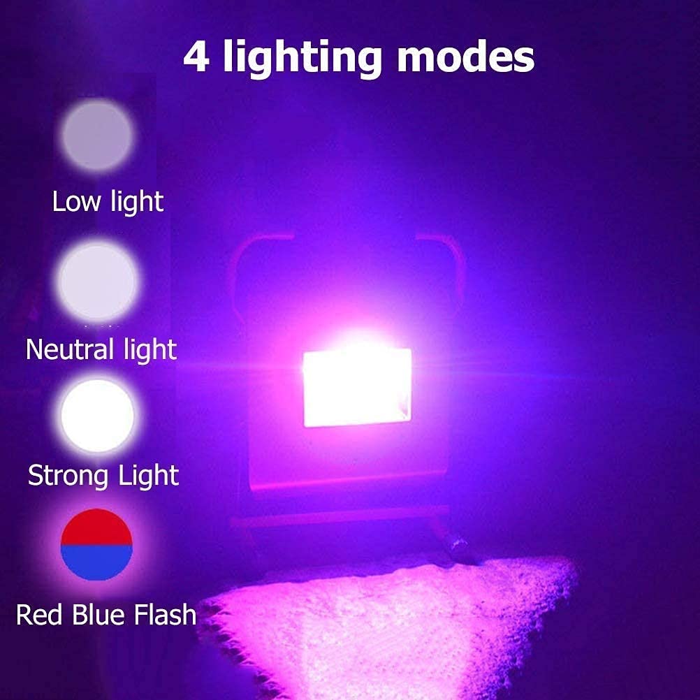 Luz de trabajo LED recargable, reflector LED impermeable de 100 W con 3 modos de luz para exteriores, jardín, camping e iluminación de seguridad, clasificación IP65