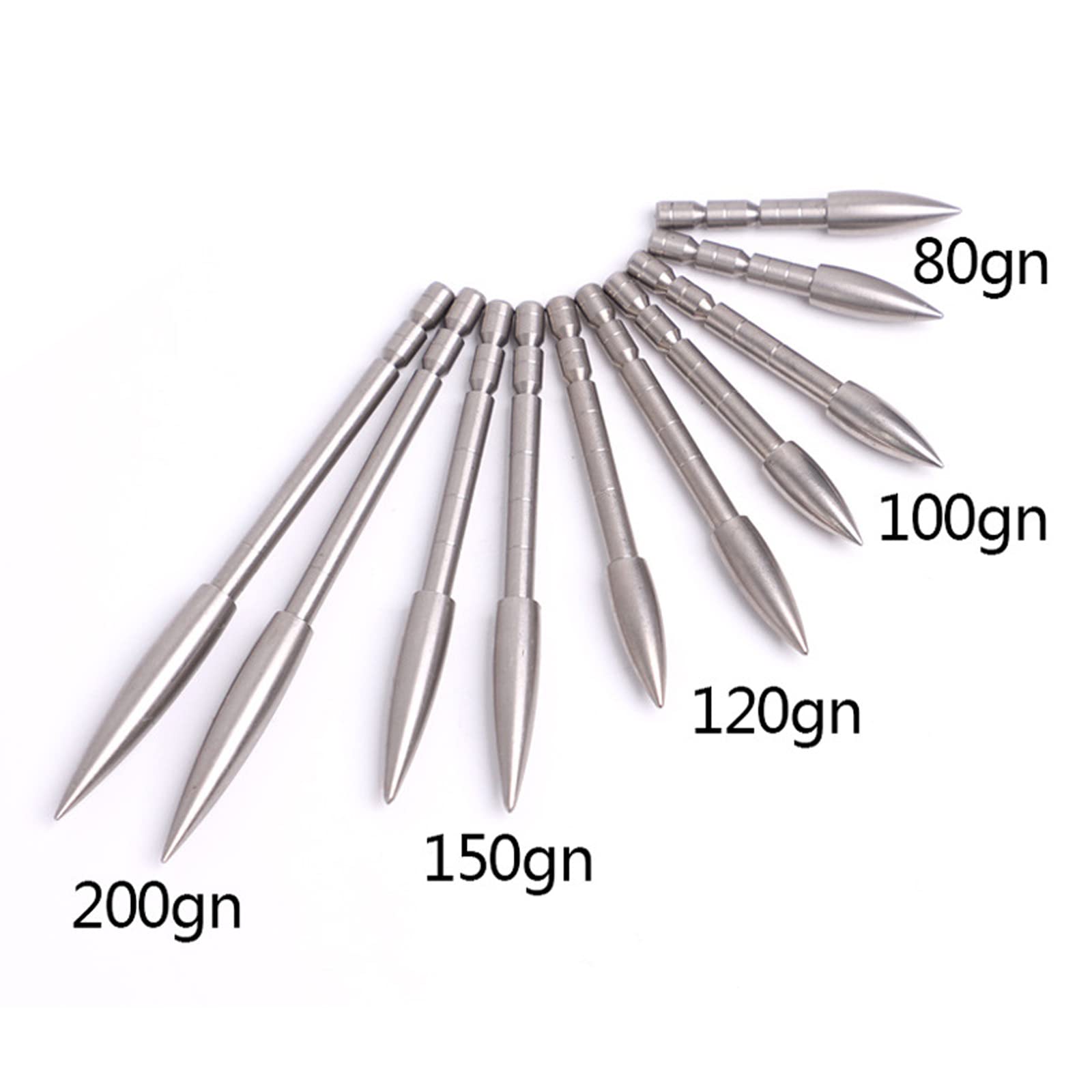 12 pz Tiro con L'Arco Freccia Campo Punti Caccia Inserto Punte di Freccia in Acciaio Inox Punta Punta 80-200 Grano Broadhead per ID 4.2mm Frecce Albero