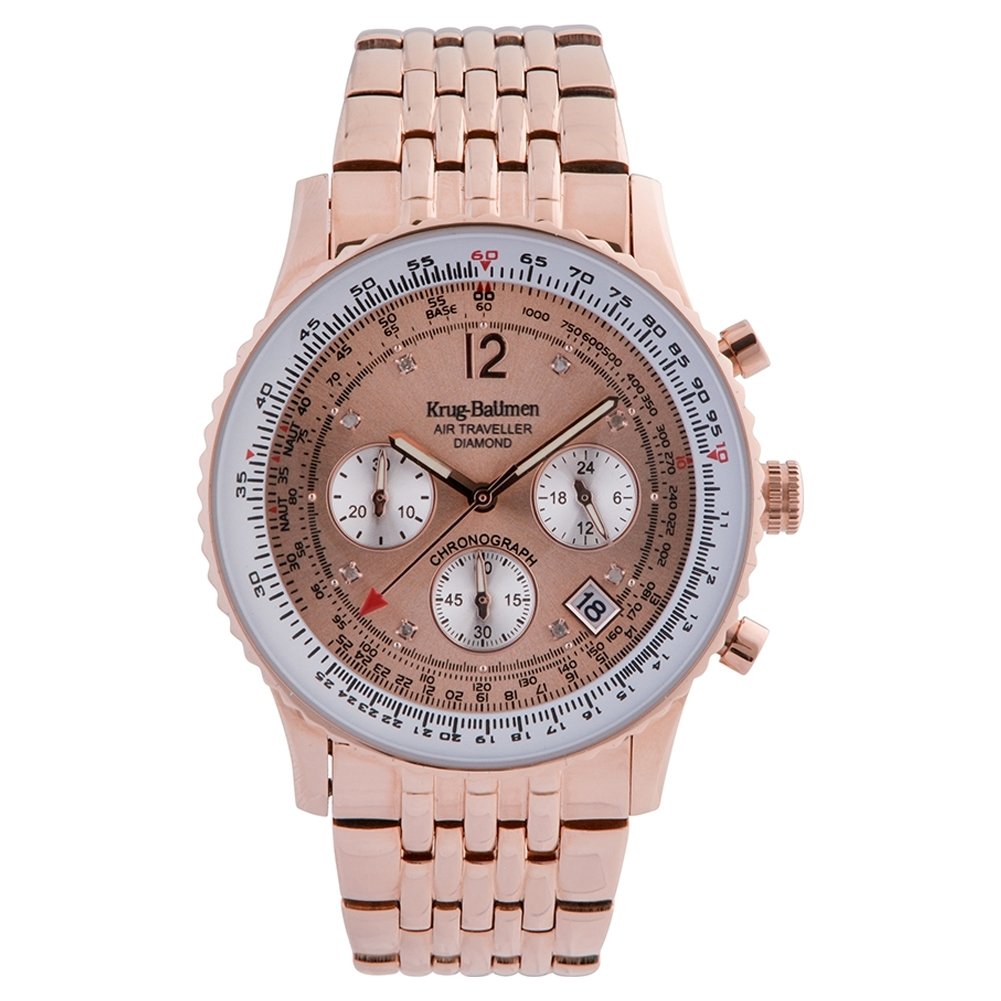 Krug Baumen Mens Chronograph Quartz Watch With Gold Plated Strap