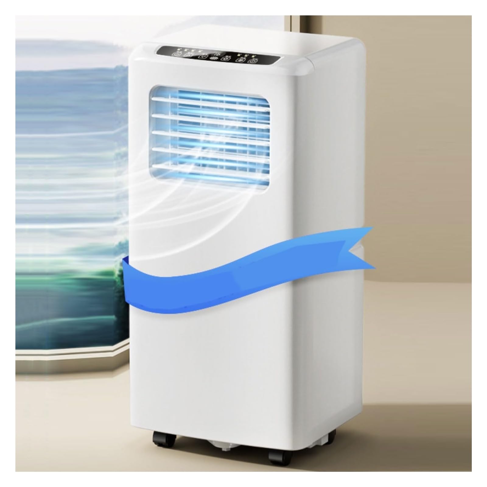 Condizionatore portatile, For ambienti di grandi dimensioni, climatizzazione intelligente con telecomando e kit finestra, raffreddamento rapido(2600W)