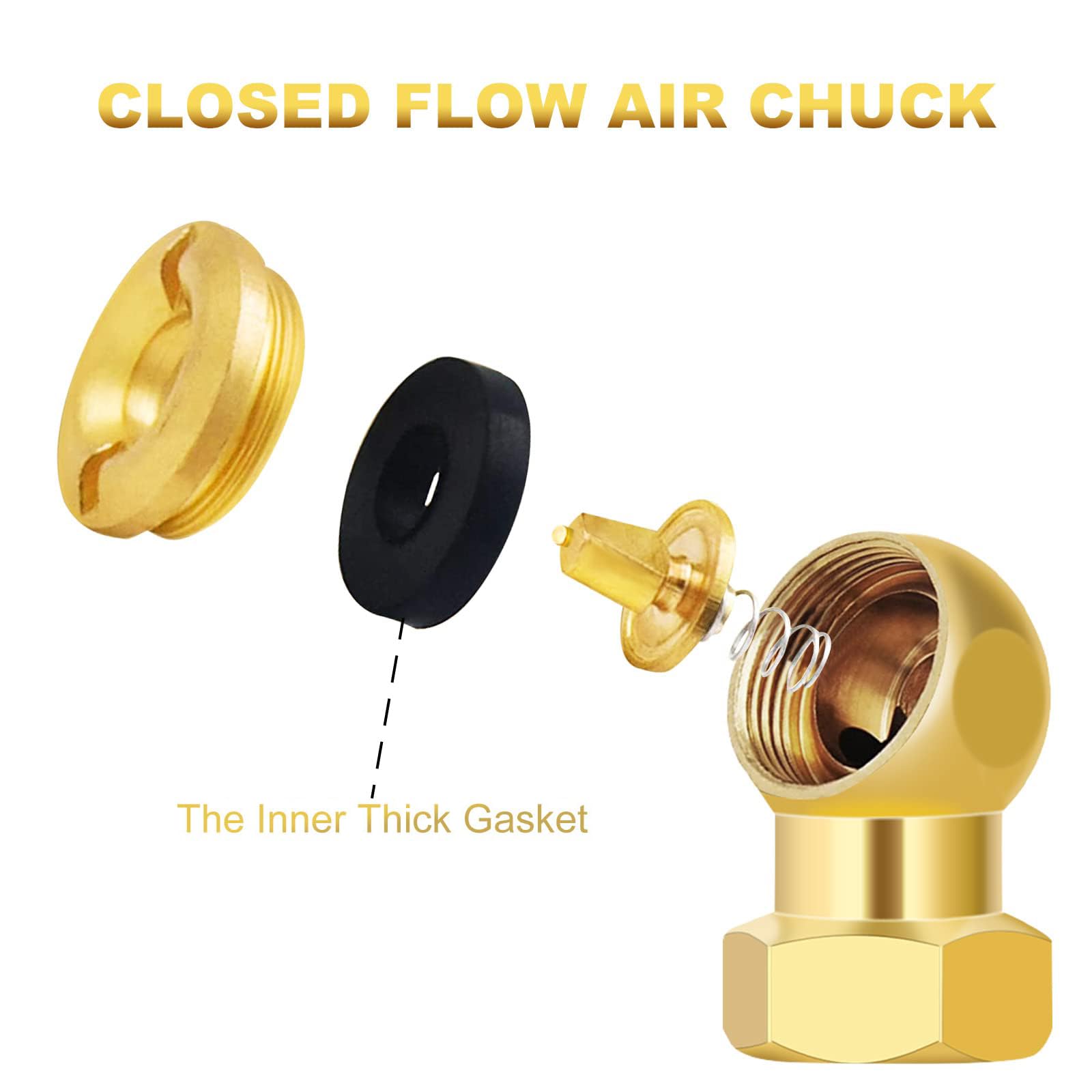 MACHSWON 4 Pcs Ball inflator Air Chuck 1/4'' FNPT Closed Flow Air Chuck Tire Inflator Attachment Closed Ball Tire Air Chuck with 1/4" FNPT Portable Air Chuck - Image 3