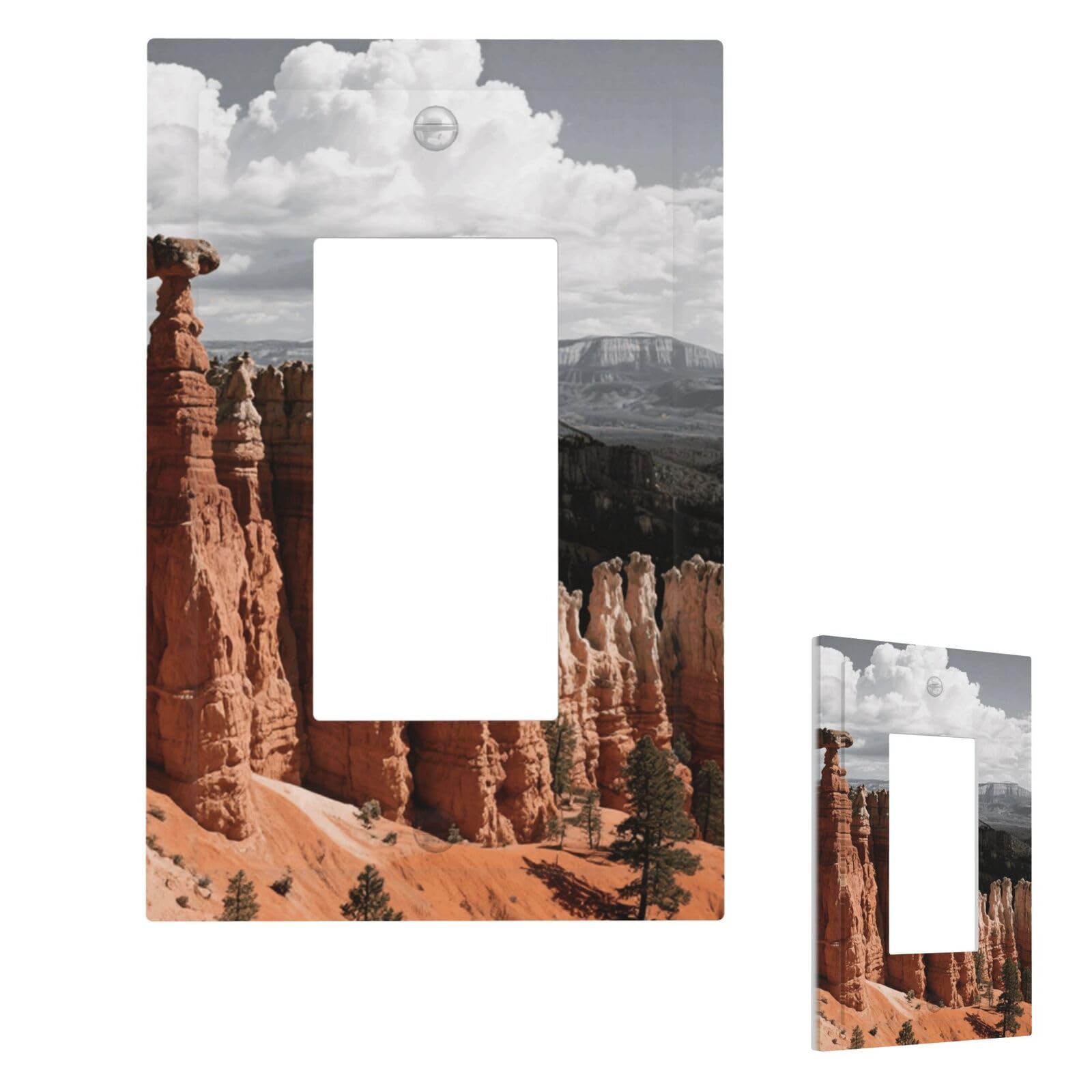 Fekiloot 1 Gang Bryce Canyon Wall Plate Cover Modern Decorative Light Switch Cover Unbreakable Receptacle Outlet Covers For Living Room Bedroom Home Decor