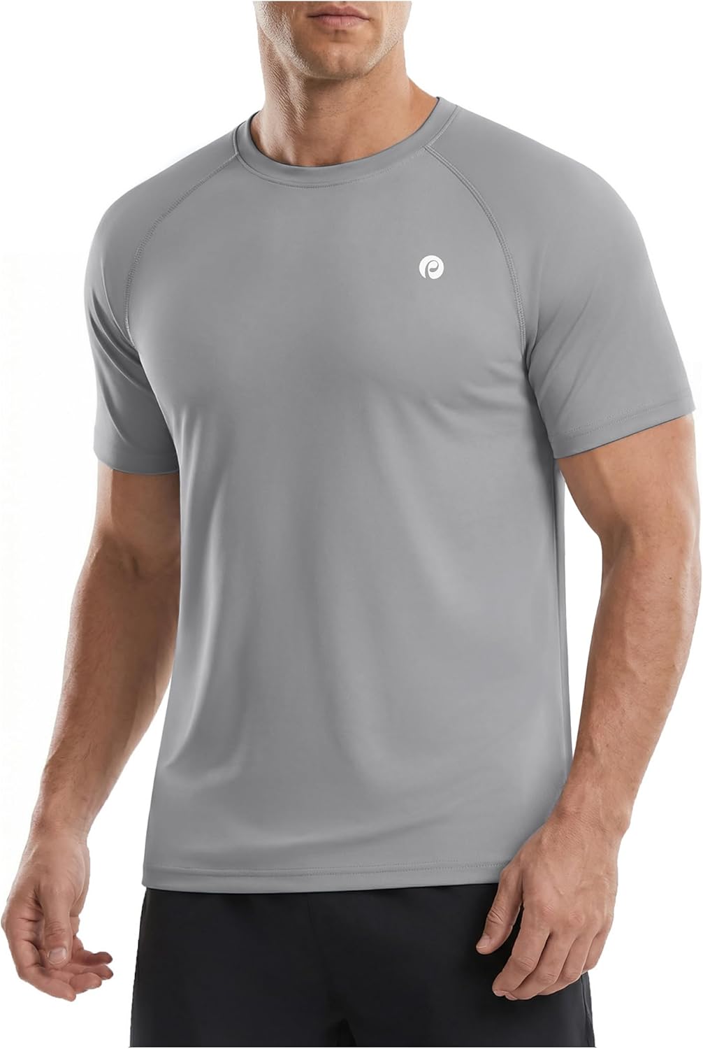 PINSPARK Workout Shirts for Men UPF 50+ Quick Dry Athletic Gym Tee Shirts Mens Short Sleeve Running Cooling Swimming T-Shirt