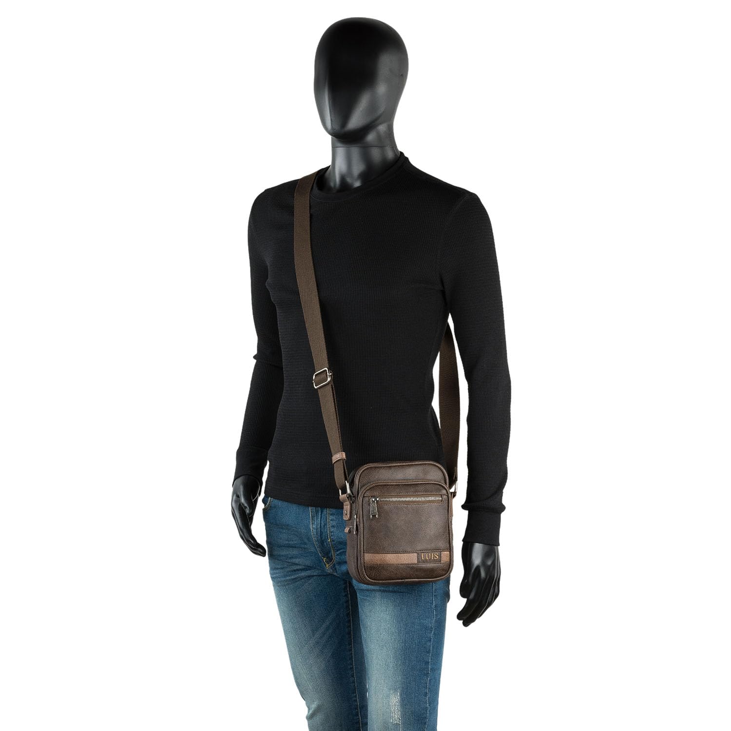 Lois - Bolso Hombre Piel Vegana Estilo Moderno, práctico y elegante Bandoleras Hombre Piel Sintética ideal para viajes y trabajo, urbana y funcional