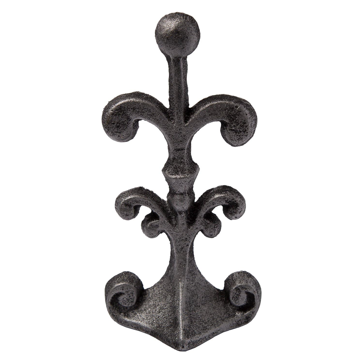 Fleur De Lis Cast Iron Door Stop | Decorative Door Stopper Wedge | with Padded Anti-Scratch Felt Bottom | Antique Vintage Design | Solid and Heavy Duty| 4x3.5x7.75 | Silver with Black by Comfify