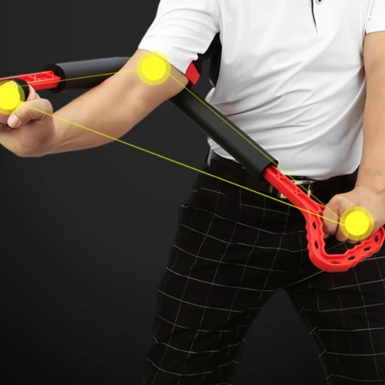 Milageto Entrenador de Swing de Golf Dispositivo de Entrenamiento Herramienta de Práctica Guía de Postura con Curvatura Ergonómica y Apoyo al Movimiento, Rojo