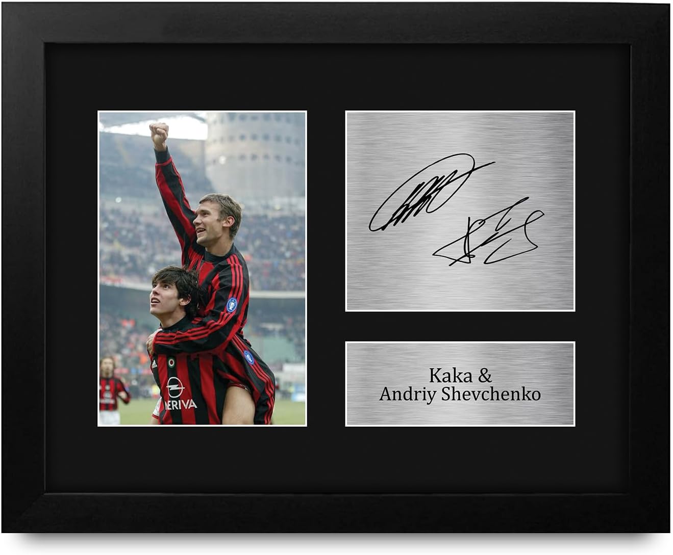 HWC Trading Kaka & Andriy Shevchenko A C Milan Framed Gifts Printed Signed Autograph Picture for Football Fans and Supporters - US Letter Size