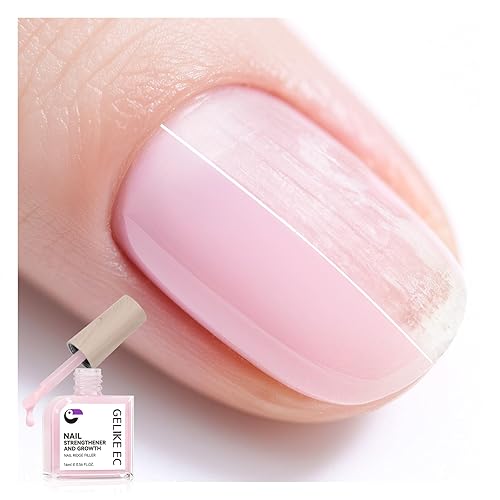 Gelike EC Fortalecedor de uñas y esmalte de crecimiento Proteína rosa lechosa y enriquecida con vitaminas Reparación de endurecedor de secado rápido