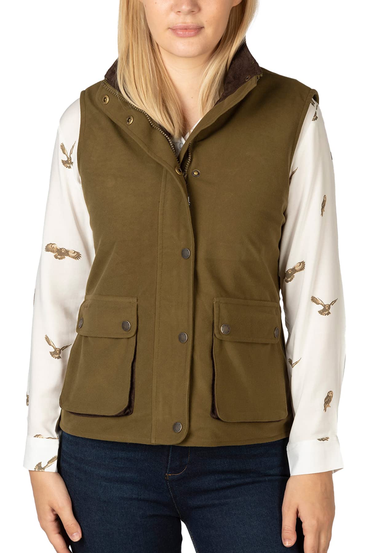 Rydale Ladies Country Gilet Womens Waterproof Waistcoat Shooting Bodywarmer Vest Sleeveless Jacket (as8, numeric, numeric_12, regular, regular, Khaki)