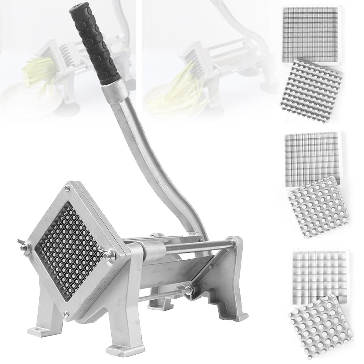 asdchZen Potato Fries Cutter Chipper Professional French Fry Cutter With 8/10/12Mm Steel Blades Commercial Vegetable Fruit Chopper Manual Dicer For Onion Carrot Cucumber