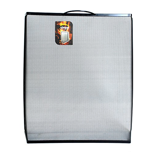 Simpa® Clifton Black Fire Guard Fire Place Guard Fire Screen Spark Flame Guard Single Panel Mesh Panel Design, Black