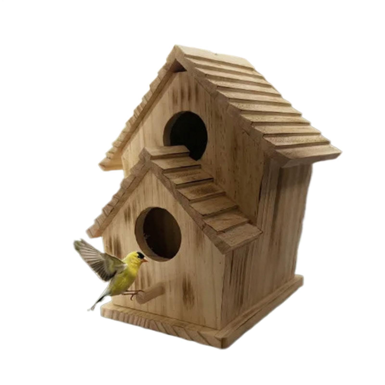 Nichoir pour oiseaux de jardin en bois bleu avec mangeoire colibri