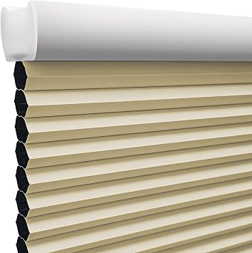 Cordless Cellular Shades Blackout Window Blinds Easy to Install Pull Down Shades Heat Insulation Honeycomb Blinds for Home Cream,18" W X 48" H