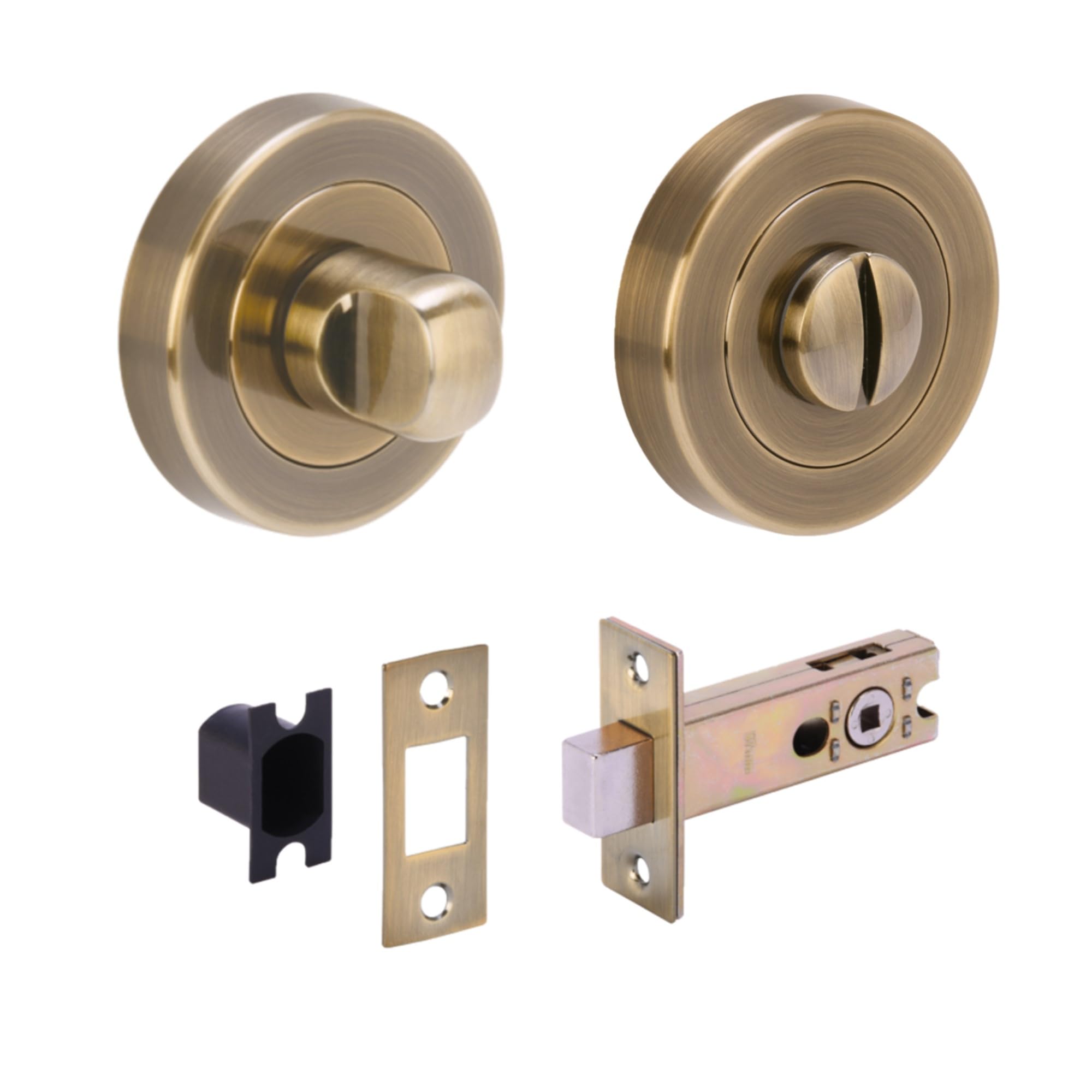 Hunta Antique Bronze Handlezone® Bathroom Toilet Door Thumb Turn And Release Deadbolt Kit - 76Mm Bolt With 57Mm Backset