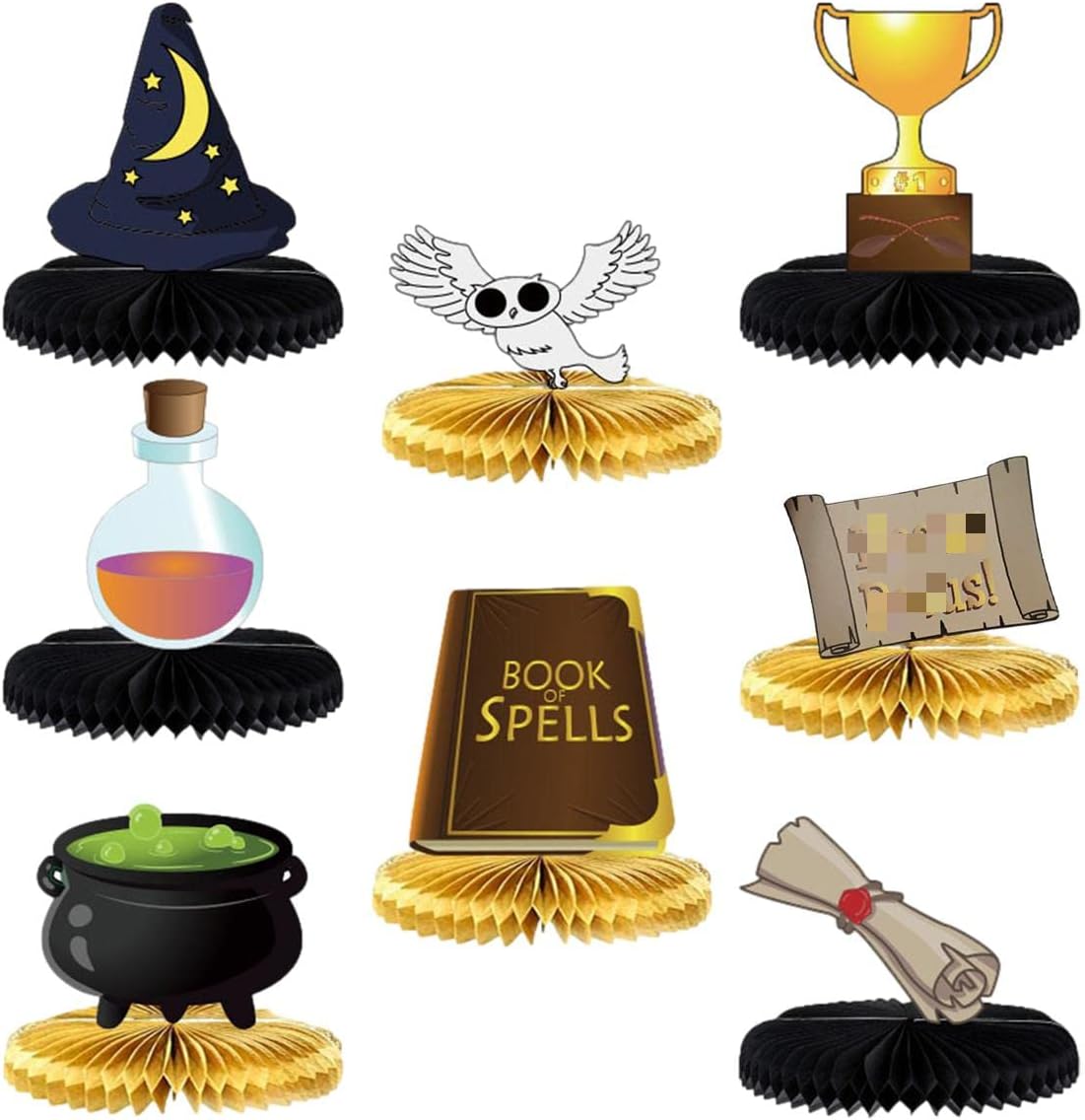 8Pcs Magical Wizard Honeycomb Centerpiece Table Decorations Magical Wizard Theme Party Decorate