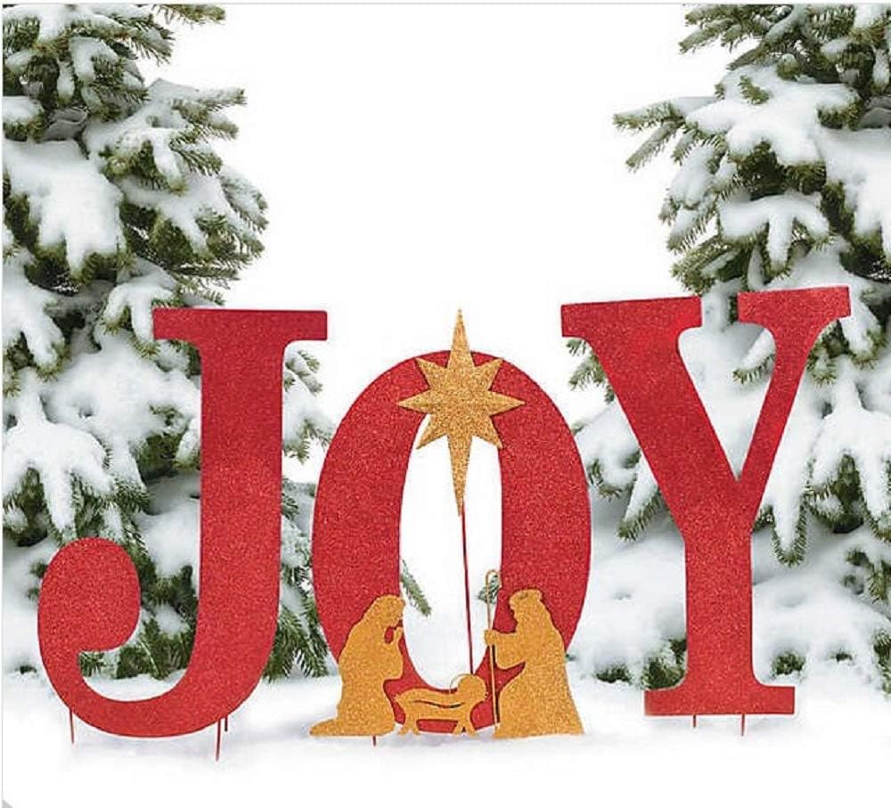 Teak Isle Joy Nativity Printed Yard Sign Outdoor Nativity Patio, Lawn & Garden