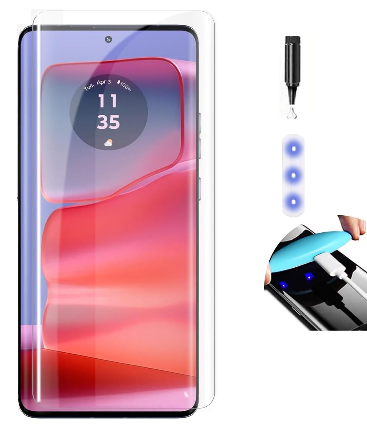 NISHTECH Advanced HD+ Curved UV Tempered Glass Screen Protector Designed for Moto Edge 50 Pro 5G || Full Screen Coverage with Easy Installation Kit (Anti-Scratch)
