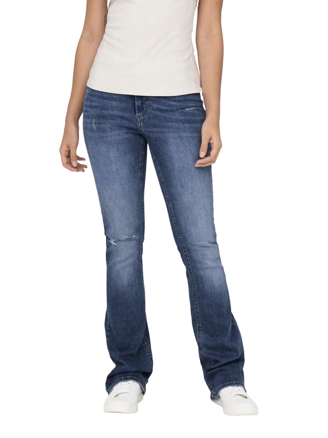 Only Women's Blue Blue Denim) Fit Onlblush Mittlere Taille Flared Jeans, Large