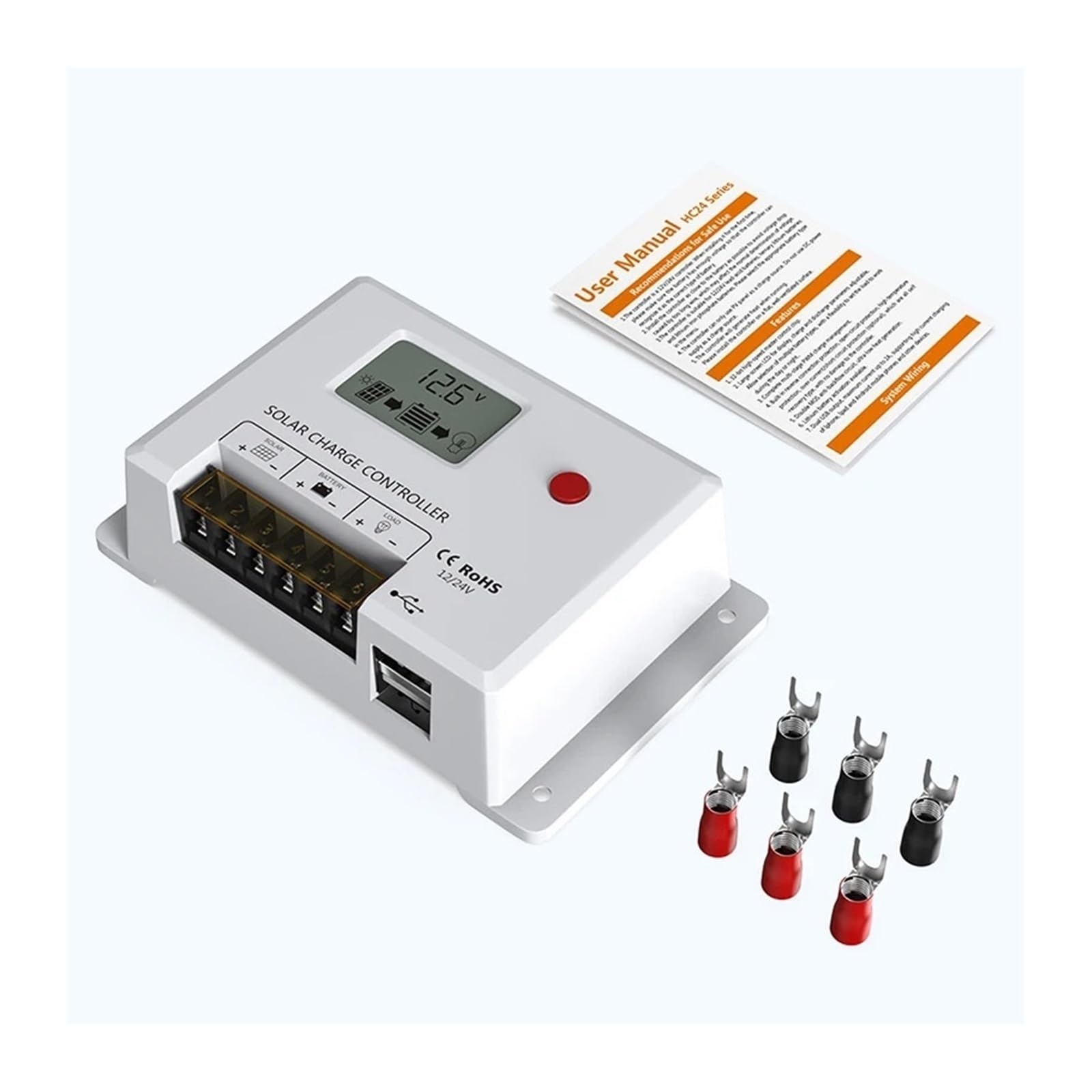 controlador de carga solar, 10A 24V Controlador de carga solar PWM inteligente