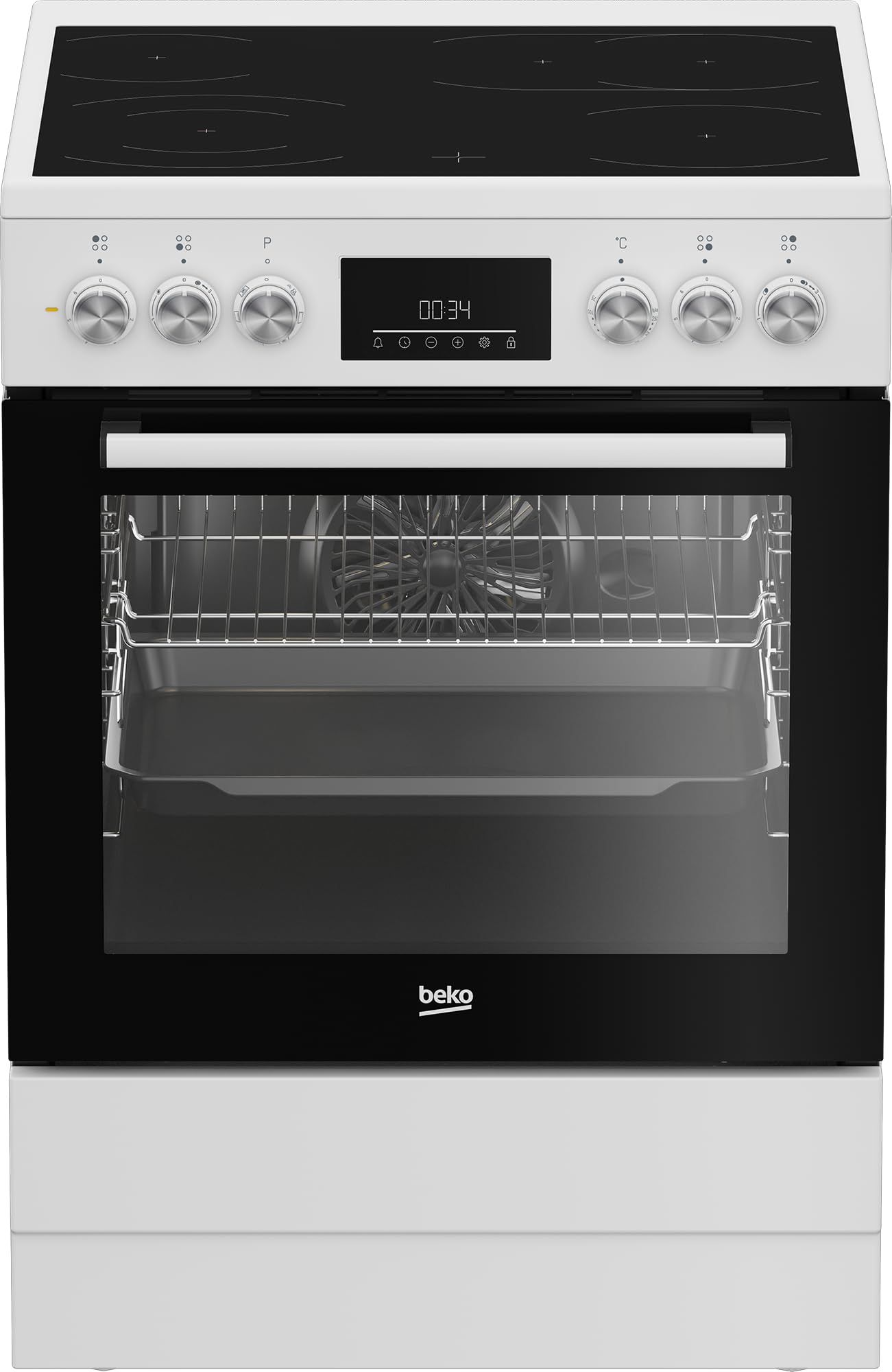 Beko FBM67320WS freistehender Herd 60 cm Backofen 72 l Dampfreinigung SteamShine 8 Heizarten Multifunktionsofen weiß