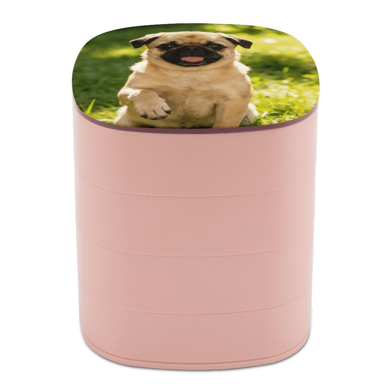 LZQPOEAS Cute Cartoon Dog Jewelry Box Women Jewelry Organizer Travel Jewelry Case Cute Necklace Ring Storage Organizer 4-Layer Rotating Jewelry Tray Case with Mirror for Bracelets