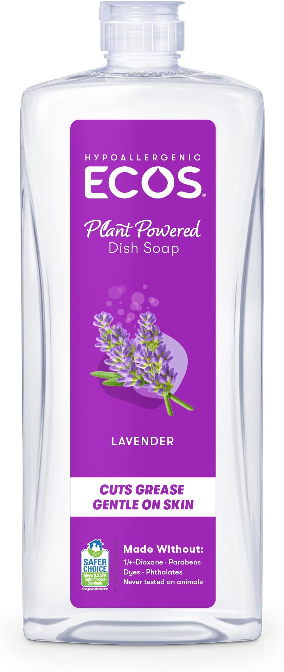 Earth Friendly Products ECOS Dishmate, Dishwashing Liquid, Natural Lavender, 25 oz