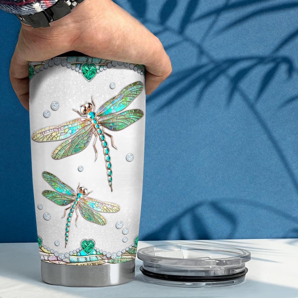 SANDJEST Dragonflies Gifts for Women Girls Dragonfly Tumbler 20oz Jewelry Drawings Stainless Steel Insulated Tumblers Coffee Travel Mug Cup Gift for Birthday Christmas - Image 5
