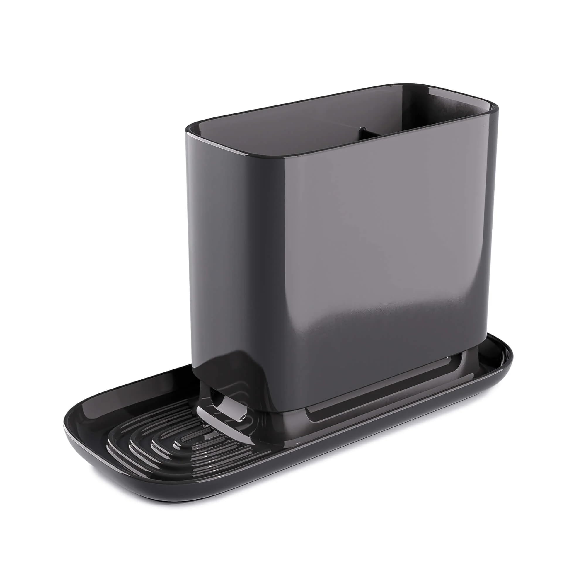 Zeal Dark Grey Worktop Sink Tidy Organiser, Cutlery And Utelsil Pot Drainer,